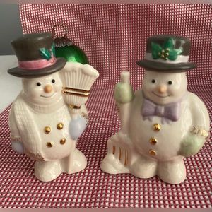 Lenox Snowmen Salt and Pepper Set. Made in Mexico. Approx 5"x3 1/2" each.